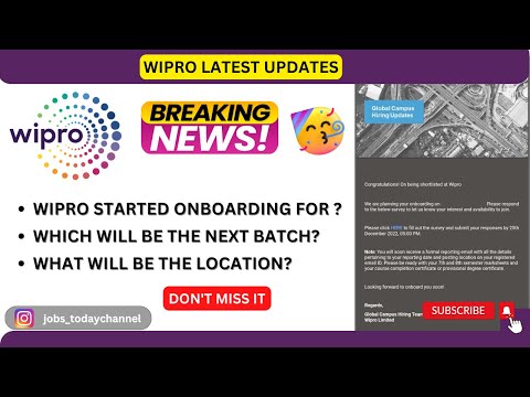 WIPRO ELITE ONBOARDING | SURVEY MAIL |  TRAINING | LOCATION | 30 DEC 2022 |