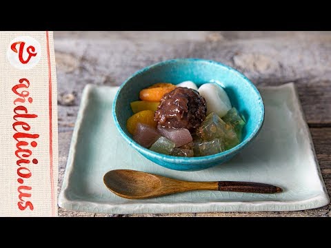 キラキラと光る梅酒寒天が入った和のひんやりスイーツ♪梅あんみつ ｜How to make plum“Anmitsu”