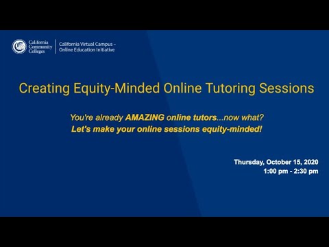 Creating Equity Minded Online Tutoring Sessions in October