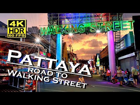 Jomtien Pattaya Thailand Road to Walking Street 4K60fps HDR 💖 Best Places👀 Motorbike trip, city ride