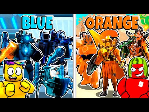 BLUE TEAM vs ORANGE in Toilet Tower Defense