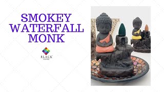 Smokey Waterfall Backflow Incense Burner | Monk Buddha Statue