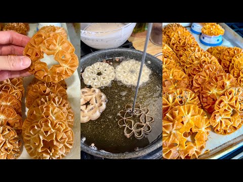 How to make Lao Lotus Flower Cookie (Khanom Dok Bua) | ASMR Cooking