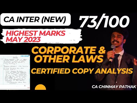 Corporate & Other Laws HIGHEST SCORE 73/100 - CA Inter | Certified Copy Analysis #Exemption #cainte