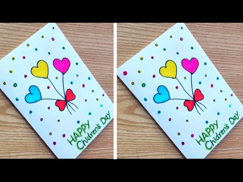 Easy DIY Children's Day Greeting Card  | White Paper Childrens Day Card | Childrens Day Cards 2024