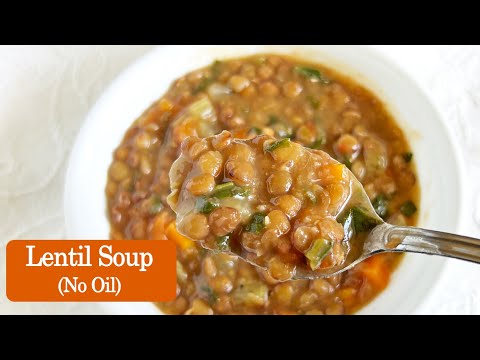 Zero Oil Lentil Soup In a Pressure Cooker (25 minutes Recipe)