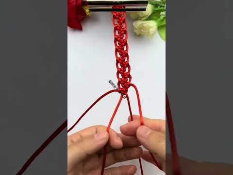 Four-line flat knot lace braiding method rope braiding craft sharing simple braiding bracelet tu