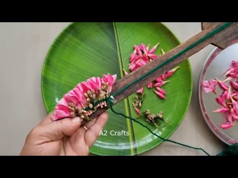 Flower Stringing Using Kitchen Spoon !!!! Easy trick to string flower garland