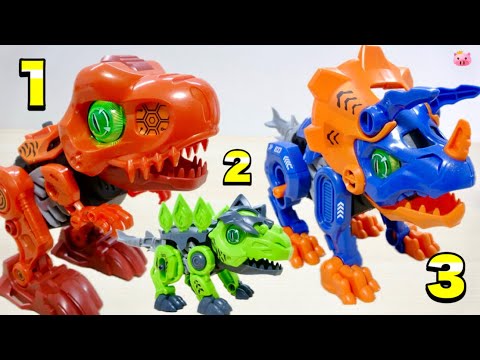 Glow! Walks! Assemble 3 kinds of dinosaur robots [Tyrannosaurus, Stegosaurus, Triceratops]!