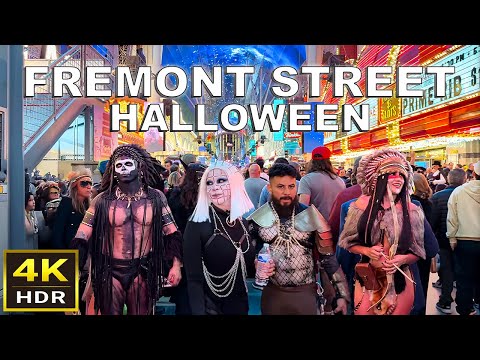 [4K HDR] Fremont Street Las Vegas Halloween Walking Tour | 2024