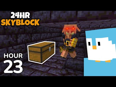 24 Hour Skyblock: Episode 23 - Stealing Piglin Treasure