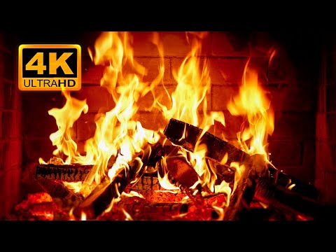 FIREPLACE 4K 🔥 Fireplace video with Burning Logs & Fire Sounds. Christmas Fireplace