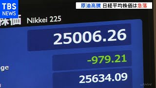 原油価格急騰 日経平均株価は一時900円以上値下がり