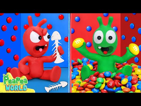 Funny 1000 Mystery Buttons Challenge  🍭 Cartoon For Kids ❤️ Pea Pea World