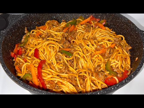 How to Make QUICK Spaghetti and Beef Stirfry for Lunch or Dinner