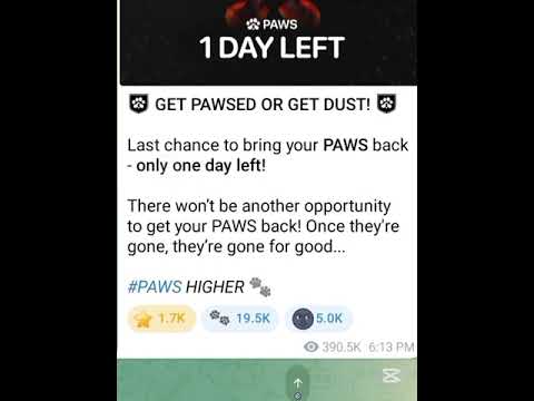 GET PAWSED OR GET DUST | 1 DAY LEFT | DON'T LOSE YOUR AIRDROP #listing #tge