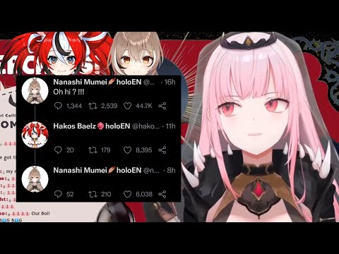 Calli reacting to her kouhai's funny tweet