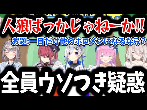 【#こんこよ24】言動が全員怪しくなってしまい、ハードモードに突入するお題人狼【ホロライブ切り抜き】博衣こより/宝鐘マリン/白銀ノエル/天音かなた/姫森ルーナ/獅白ぼたん