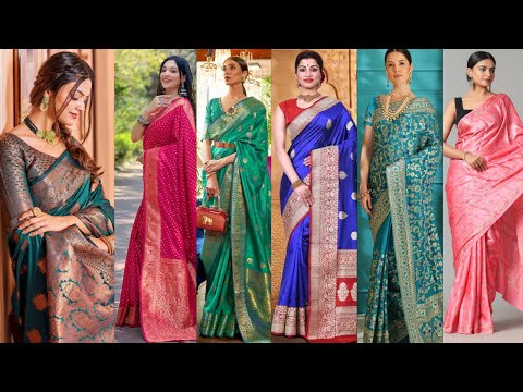 Latest Designer Katan Saree Trends/Katan Silk Saree Designer Collection/Unique Designer Katan Sarees