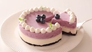 簡単！ブルーベリーレアチーズケーキの作り方／No-bake Blueberry Cheesecake recipe