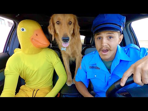 Rubber Ducky Surprises Puppy with Car Ride Chase!