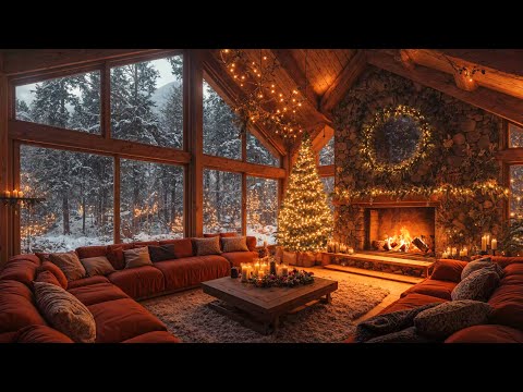 Cozy Christmas Ambience 🎄 Christmas Jazz Relaxing Music & Fireplace Sounds for Studying, Working 🔥