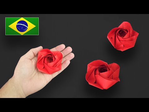 Como Fazer uma Rosa de Origami Fácil e Bonita - Instruções em Português BR