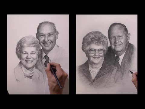 Realistic Drawing Grandparents Portrait in Graphite Pencil