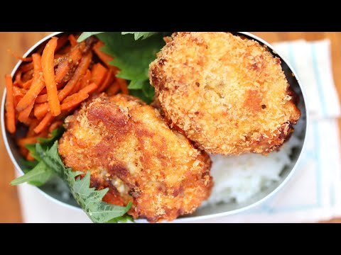 How to make Japanese croquette(Korokke) with boiled eggs for bento box |  ゆで卵入りコロッケ弁当の作り方