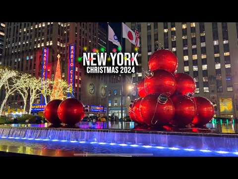 NYC Christmas Walk 2024✨6th Avenue, Rockefeller Center Christmas Tree, Saks Fifth Avenue, Radio City