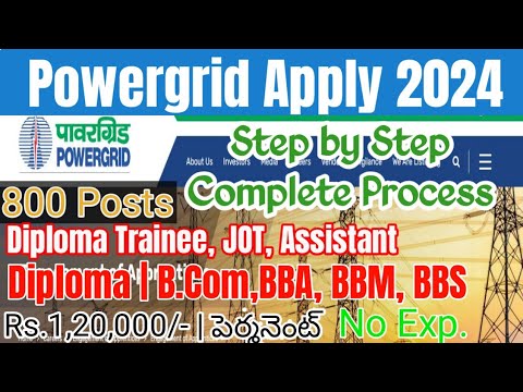 Powergrid Diploma Trainee JOT 2024 Apply Online Telugu | PGCIL DT JOT Assistant Trainee Application