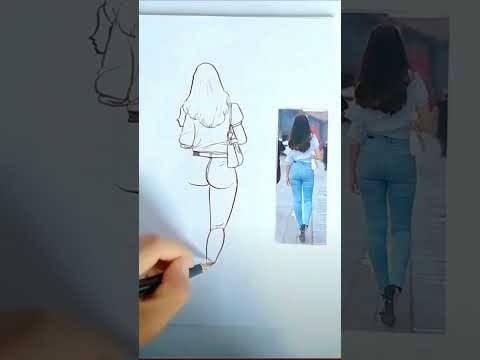 Sketch of sexy young woman from behind #color #art #colorpage