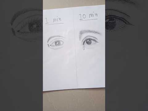 10 sec, 1 min, 10 min, eye Drawing Challenge 😱 #shorts #art