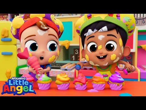 Messy Muffin Madness! Baking Time 🧁| Little Angel And Friends Kid Songs