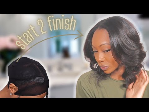 Middle Part Quick Weave with Leave Out + Layered Bob illusion NO Cutting