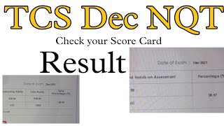 TCS NQT paid December result 2022 , check your TCS December paid nqt score card tcs nqt dec result