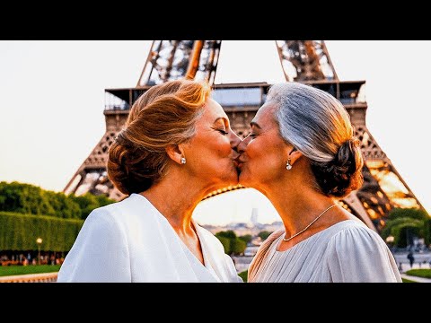 Mature French Women Kissing in Paris | Lesbian Kissing Video