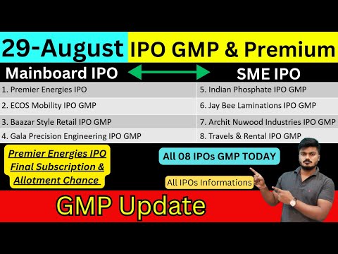 All IPO 08 GMP Today | Premier Energies IPO Allotment Chance | ECOS Mobility IPO | Archit Nuwood IPO