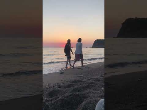 Beautiful sunset view at Buljarica beach in Montenegro filled with relaxing sounds of the sea.