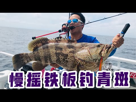 慢摇10公斤大石斑，260克铁板钓水深80米，普吉岛海钓资源丰富！slow pitch jigging at Andaman sea