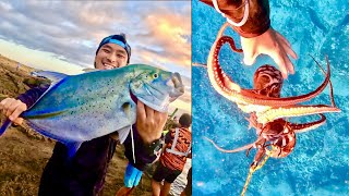 ACTION from the CLIFFS! Gyotaku fish-printing | HAWAII CATCH, COOK, CREATE