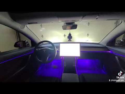 2020 Tesla Model 3 ambient lights mod #Tesla #Model3 #Cars #subscribe #shorts #shortvideo #amblights