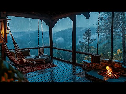 ASMR Video for Your Sound Sleep - Cozy Cottage Porch with Rain and Fire Sound to Sleep, Rest, Relax