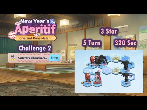 Blue Archive Global - New Year's Aperitif Rerun Challenge 2 (3 Star, 5 Turn & 320 Sec Clear)