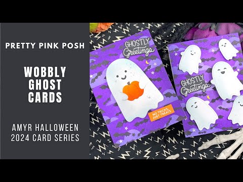 Wobbly Ghost Cards | Pretty Pink Posh | AmyR Halloween 2024 Card Series #4