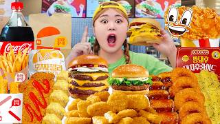 ASMR MUKBANG🍔 FRIED CHICKEN AND HAMBURGER EATING SHOW by HIU 하이유