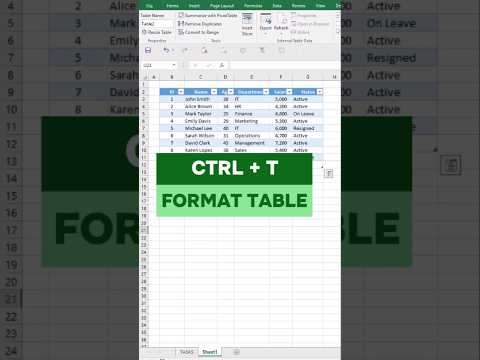 FASTEST Way to Format Table In Excel #shorts #exceltips #exceltricks