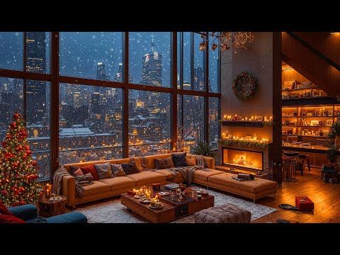 Cozy Christmas Coffee Shop Jazz Music 🎄 Sweet Jazz Instrumental with Crackling Fireplace Sounds 🔥