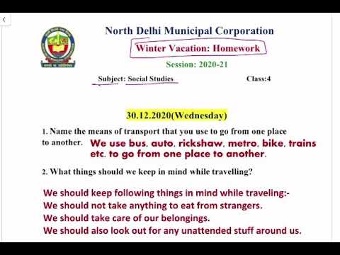 Class 4- SST l Holiday Homework Solution | ENGLISH MEDIUM I Date-30.12.2020