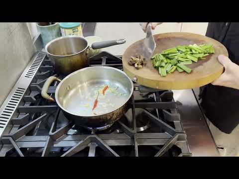 Quick stir fry pea shoots and bean curd, cantonese style